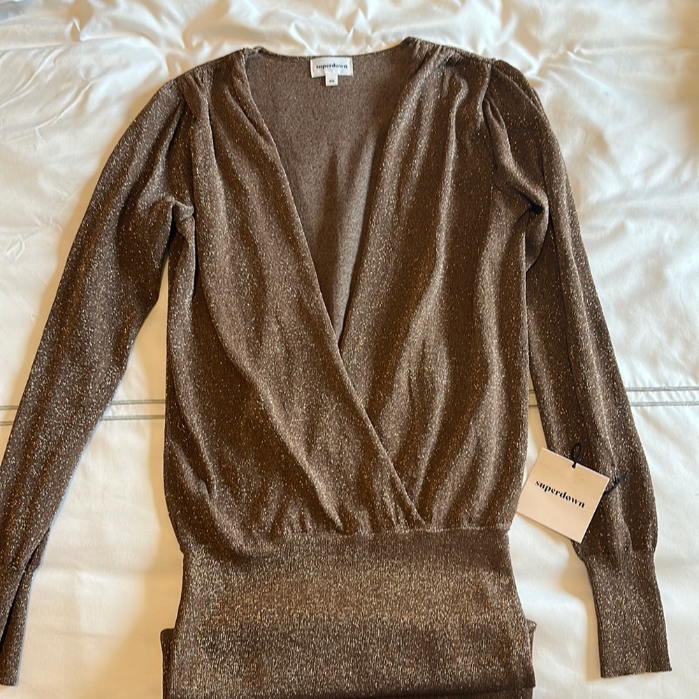 BRAND NEW superdown brown shimmer low-rise dress